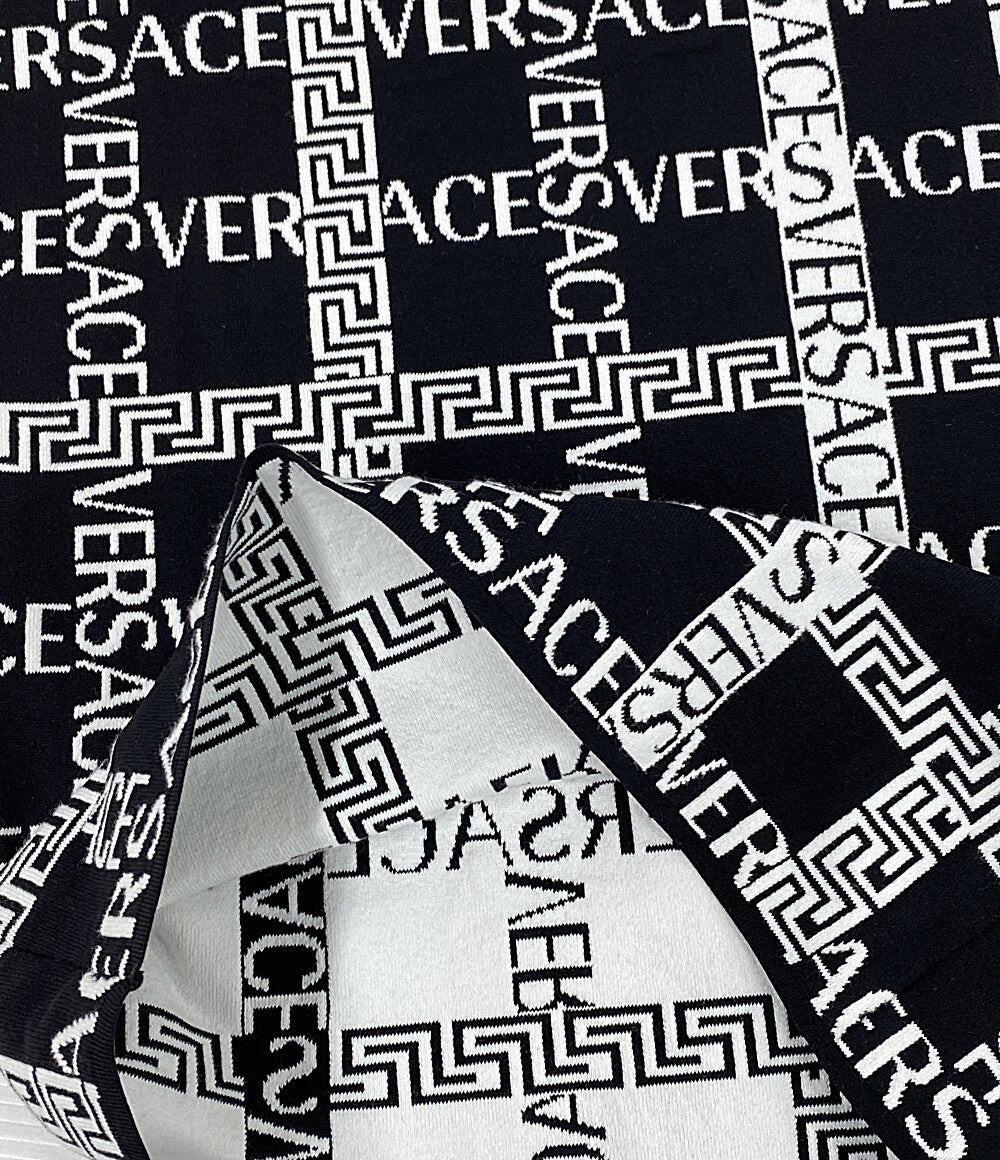 美品 VERSACE ロゴスカート ブラック ホワイト A83018 A230510 レディース SIZE 38 ヴェルサーチ