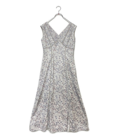 美品 Her lip to ノースリーブワンピース Lace Trimmed Floral Dress グレー ピンク レディース SIZE M ハーリップトゥ