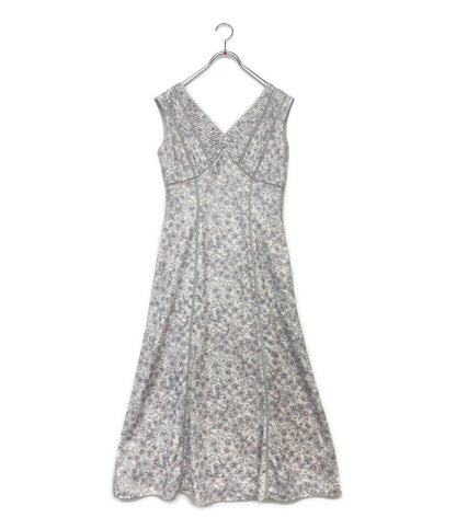 美品 Her lip to ノースリーブワンピース Lace Trimmed Floral Dress グレー ピンク レディース SIZE M ハーリップトゥ