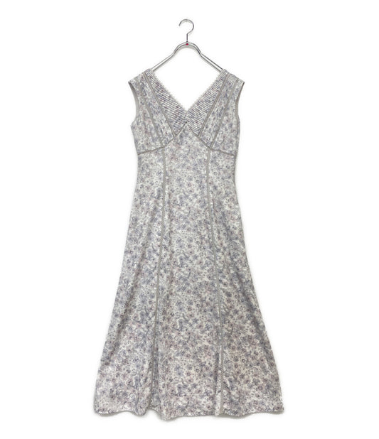 美品 Her lip to ノースリーブワンピース Lace Trimmed Floral Dress グレー ピンク レディース SIZE M ハーリップトゥ