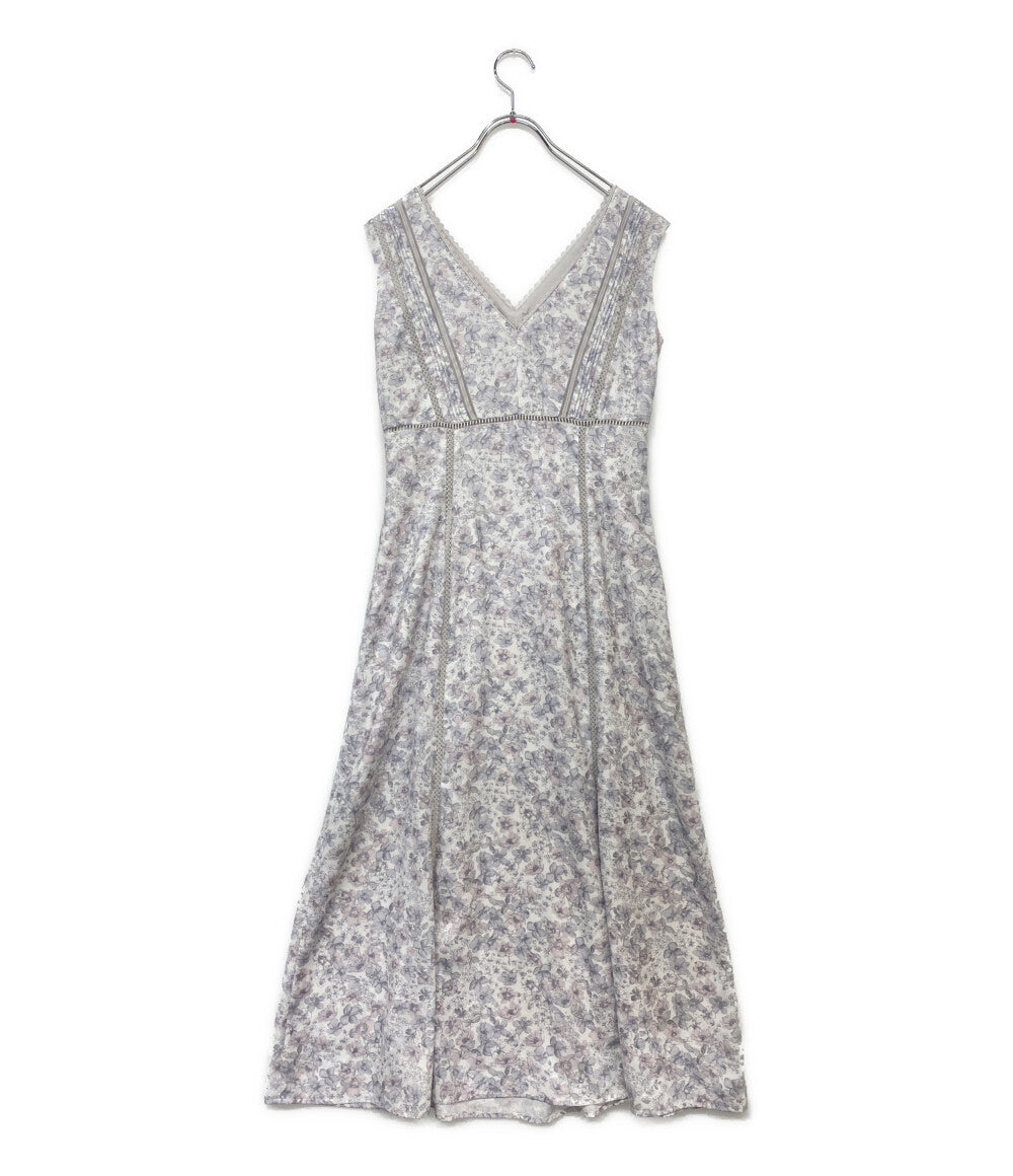 美品 Her lip to ノースリーブワンピース Lace Trimmed Floral Dress グレー ピンク レディース SIZE M ハーリップトゥ