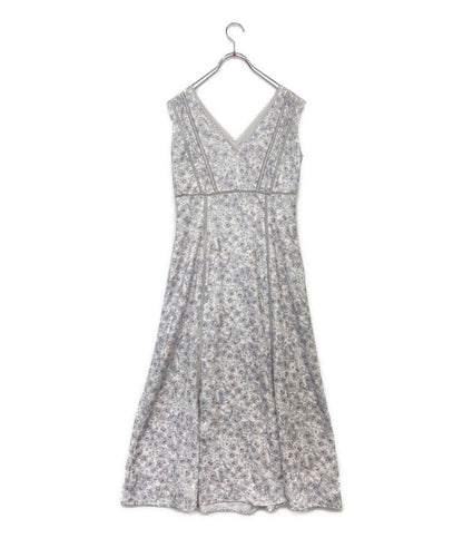 美品 Her lip to ノースリーブワンピース Lace Trimmed Floral Dress グレー ピンク レディース SIZE M ハーリップトゥ