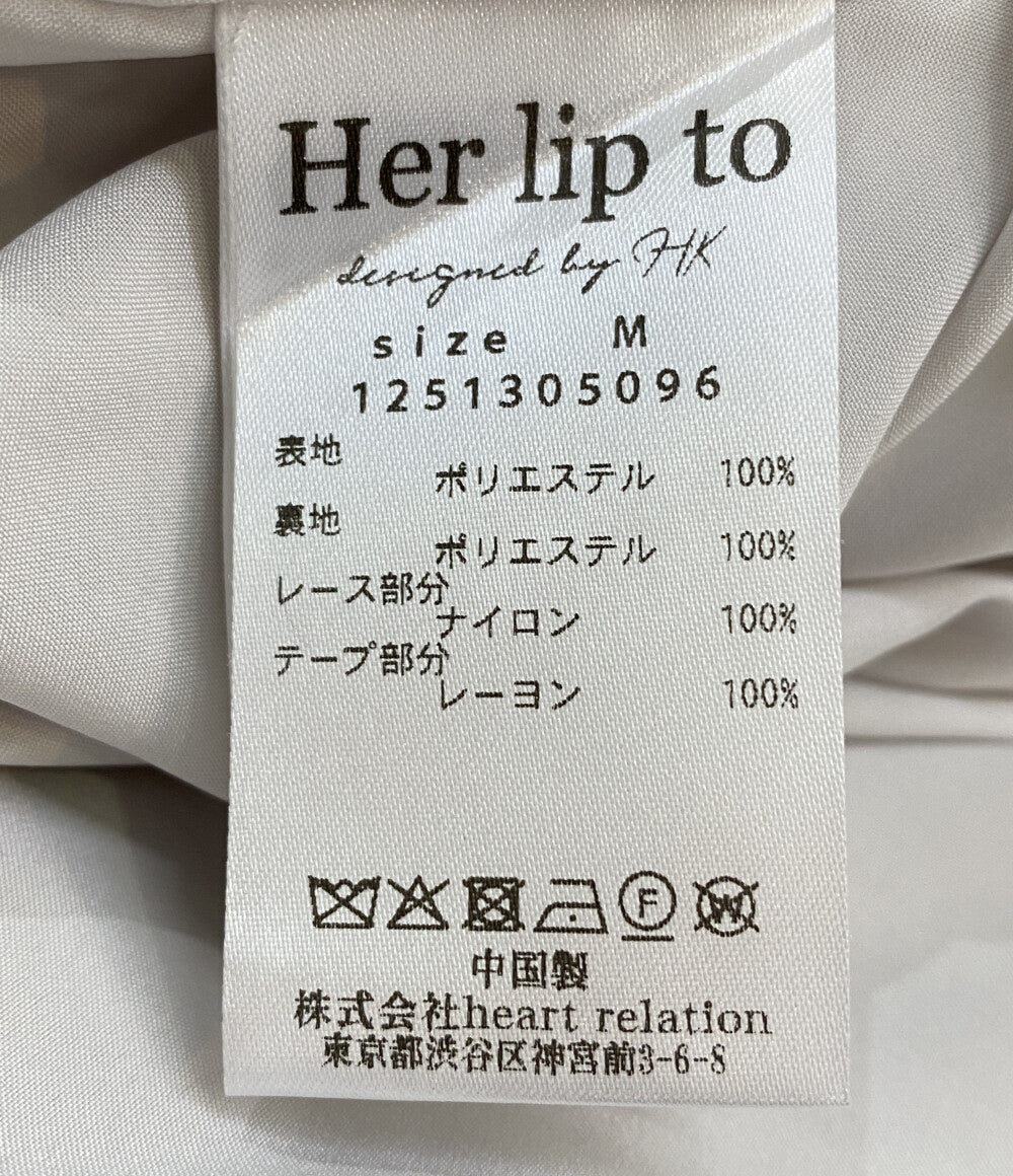 美品 Her lip to ノースリーブワンピース Lace Trimmed Floral Dress グレー ピンク レディース SIZE M ハーリップトゥ