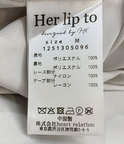 美品 Her lip to ノースリーブワンピース Lace Trimmed Floral Dress グレー ピンク レディース SIZE M ハーリップトゥ