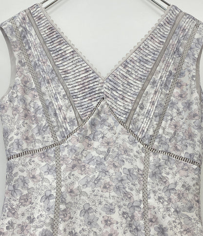 美品 Her lip to ノースリーブワンピース Lace Trimmed Floral Dress グレー ピンク レディース SIZE M ハーリップトゥ