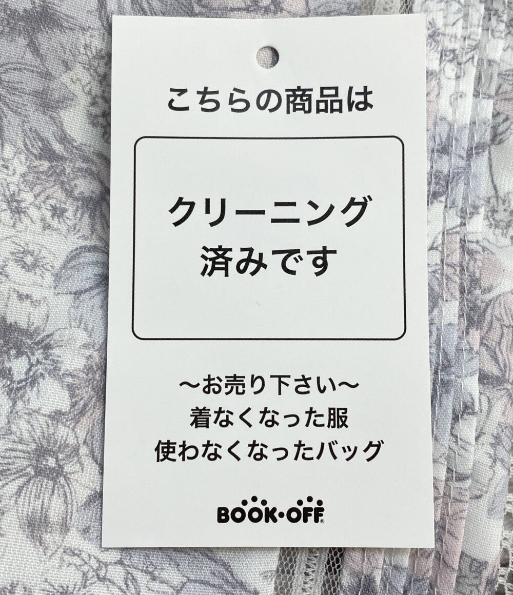 美品 Her lip to ノースリーブワンピース Lace Trimmed Floral Dress グレー ピンク レディース SIZE M ハーリップトゥ