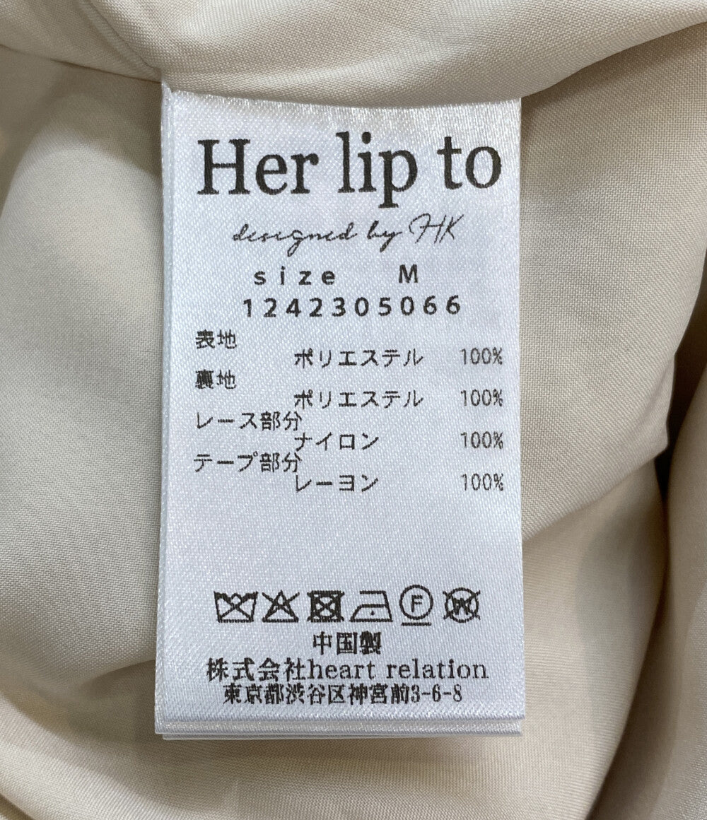 美品 Her lip to ノースリーブワンピース ピンク Lace Trimmed Floral Dress 124230506 レディース SIZE M ハーリップトゥ