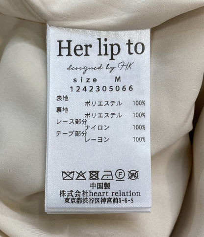 美品 Her lip to ノースリーブワンピース ピンク Lace Trimmed Floral Dress 124230506 レディース SIZE M ハーリップトゥ