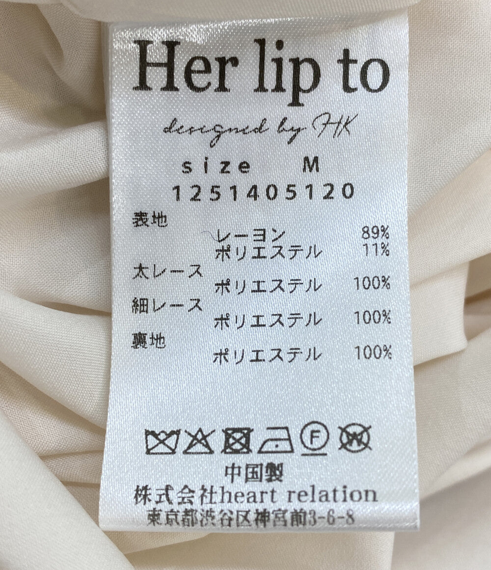 Her lip to 半袖ワンピース ベージュ Little Butterfly Sleeve Dress 125 1251405120 レディース SIZE M ハーリップトゥ