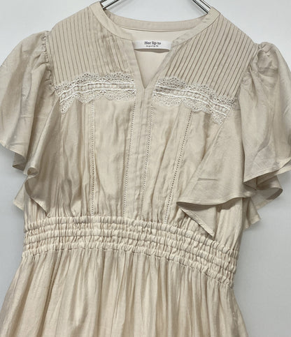 Her lip to 半袖ワンピース ベージュ Little Butterfly Sleeve Dress 125 1251405120 レディース SIZE M ハーリップトゥ