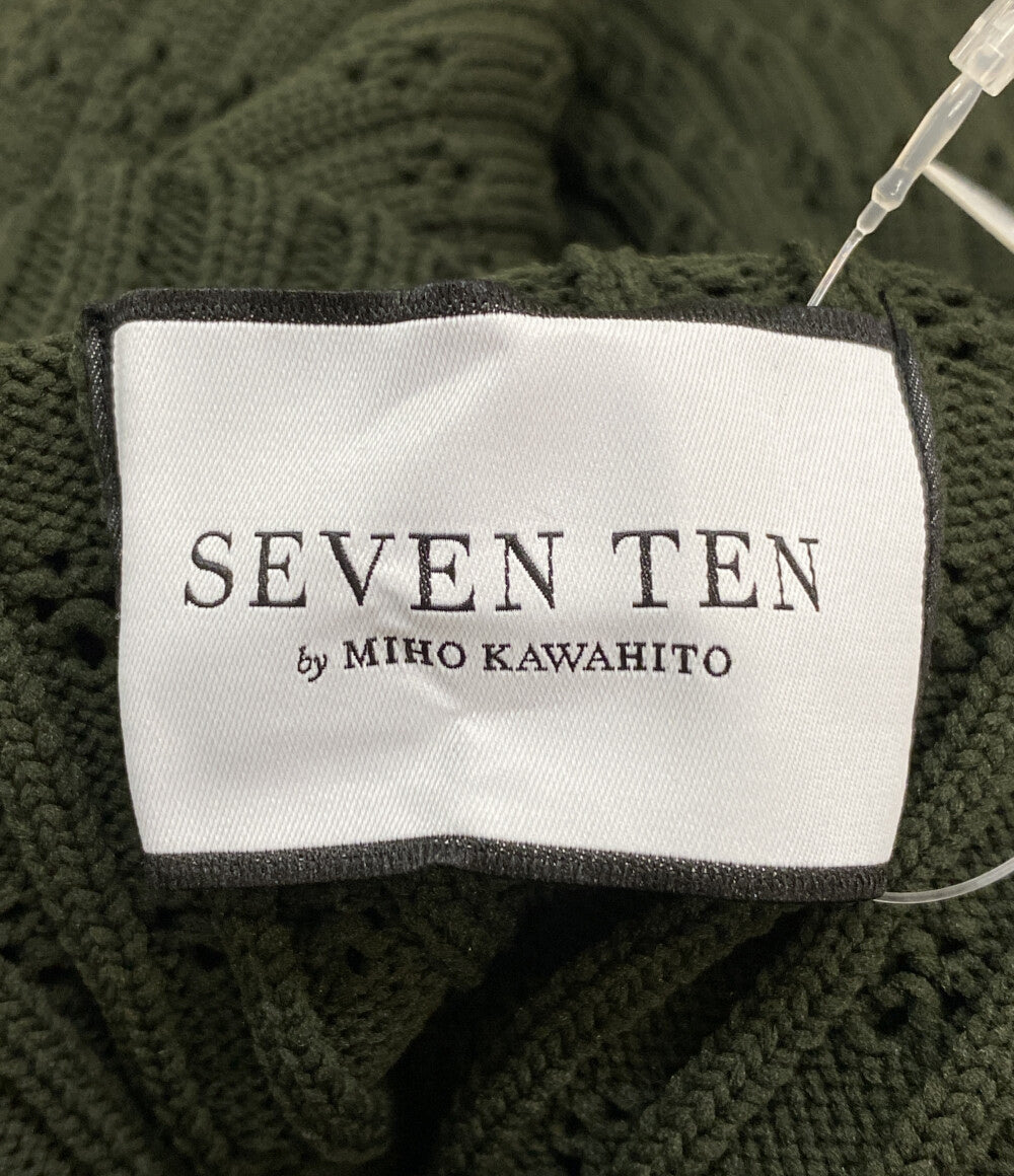 美品 seventen セブンテン ボリュームスリーブニットワンピース 半袖 グリーン 5A502 レディース SIZE S