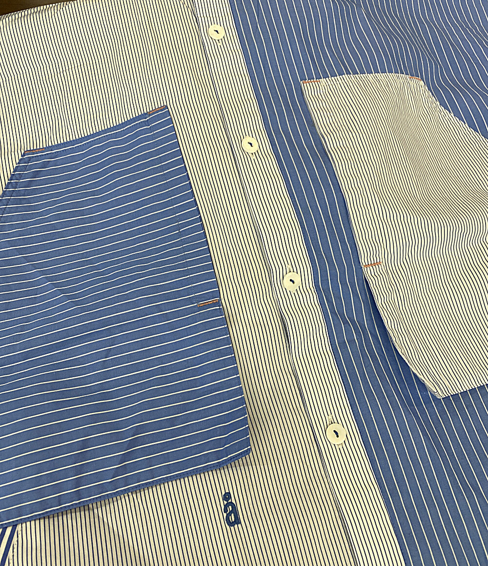 美品 nagonstans 半袖シャツ ミックスストライプ 470HA430-0330 レディース SIZE M ナゴンスタンス