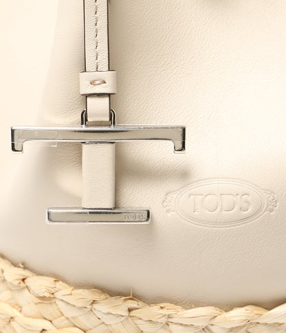 TOD'S ショルダーバッグ カゴバッグ レザー ホワイト レディース トッズ