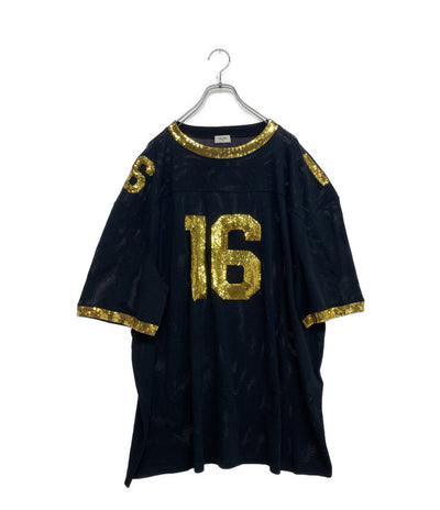 CELINE 半袖Tシャツ カットソー 2X26F818I 16 メッシュ スパンコール メンズ SIZE L セリーヌ