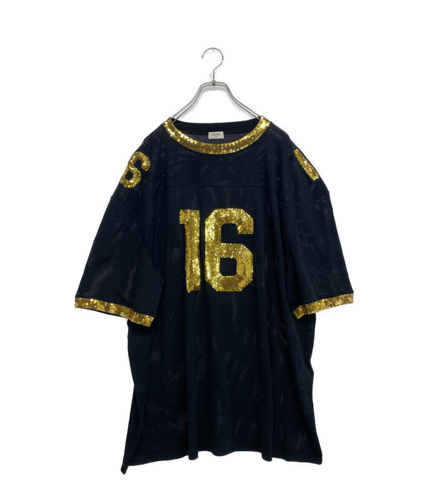 CELINE 半袖Tシャツ カットソー 2X26F818I 16 メッシュ スパンコール メンズ SIZE L セリーヌ