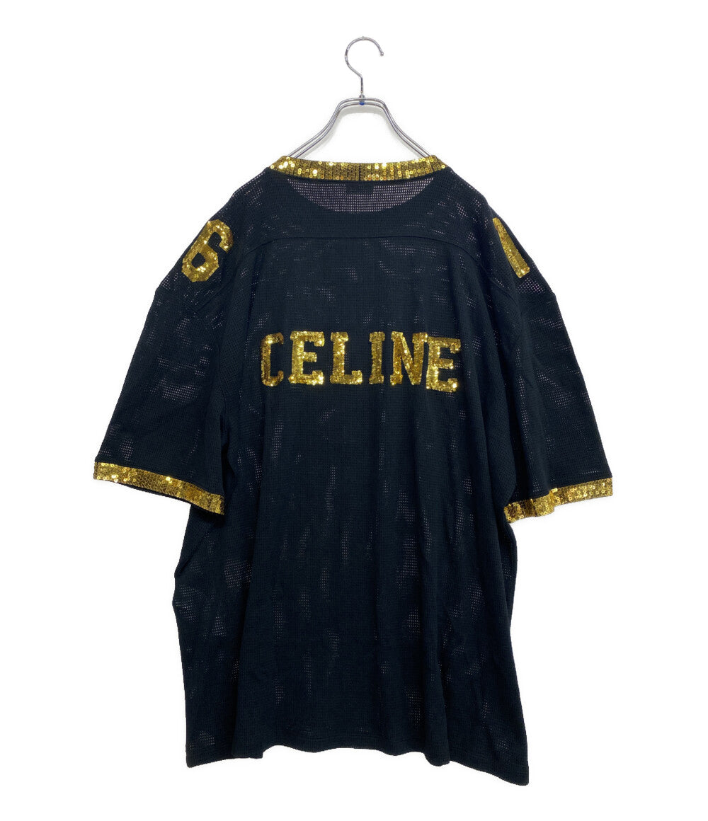 CELINE 半袖Tシャツ カットソー 2X26F818I 16 メッシュ スパンコール メンズ SIZE L セリーヌ