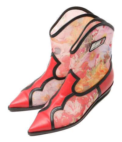 MSGM ブーツ レッド×フラワー レディース SIZE 37 エムエスジーエム