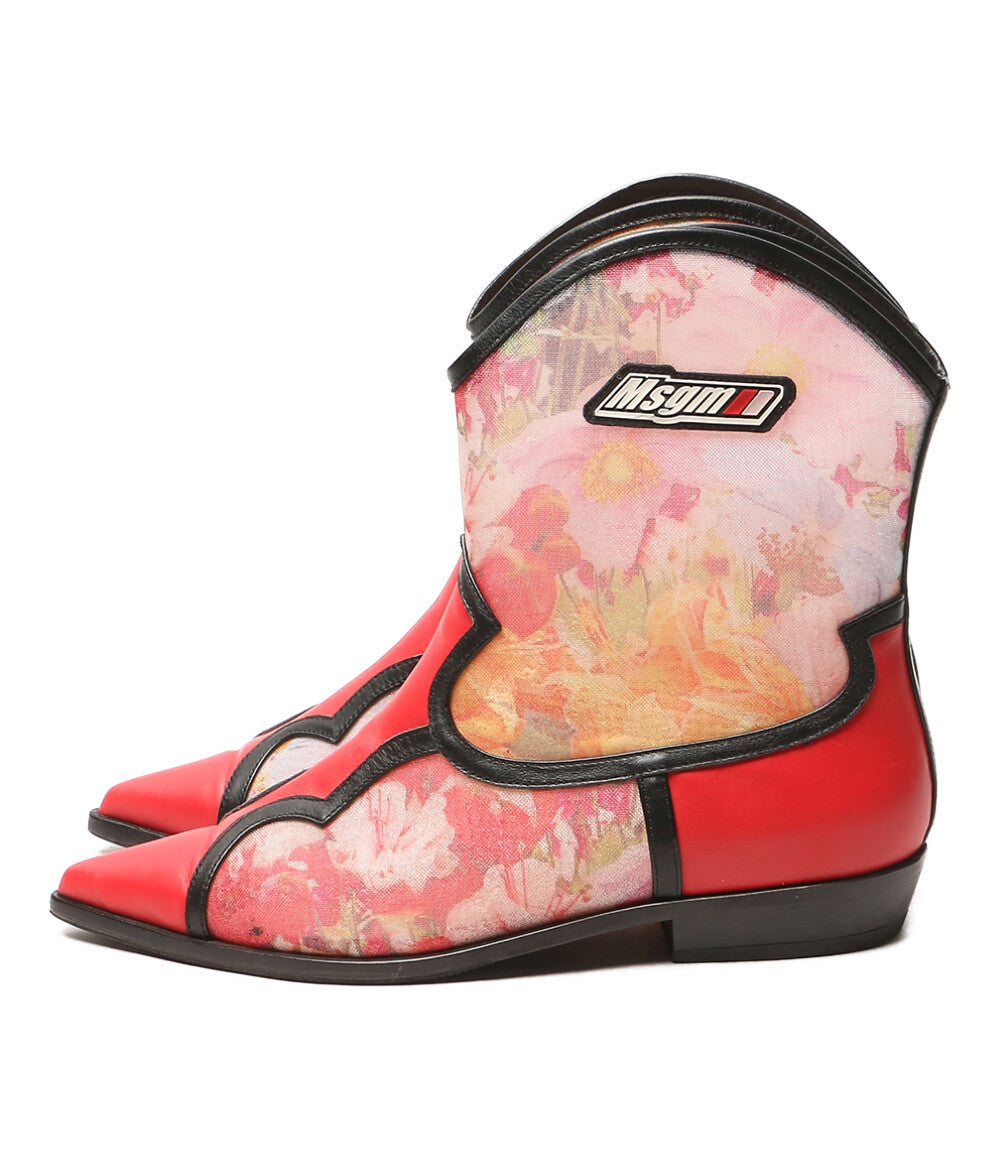 MSGM ブーツ レッド×フラワー レディース SIZE 37 エムエスジーエム