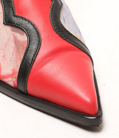 MSGM ブーツ レッド×フラワー レディース SIZE 37 エムエスジーエム