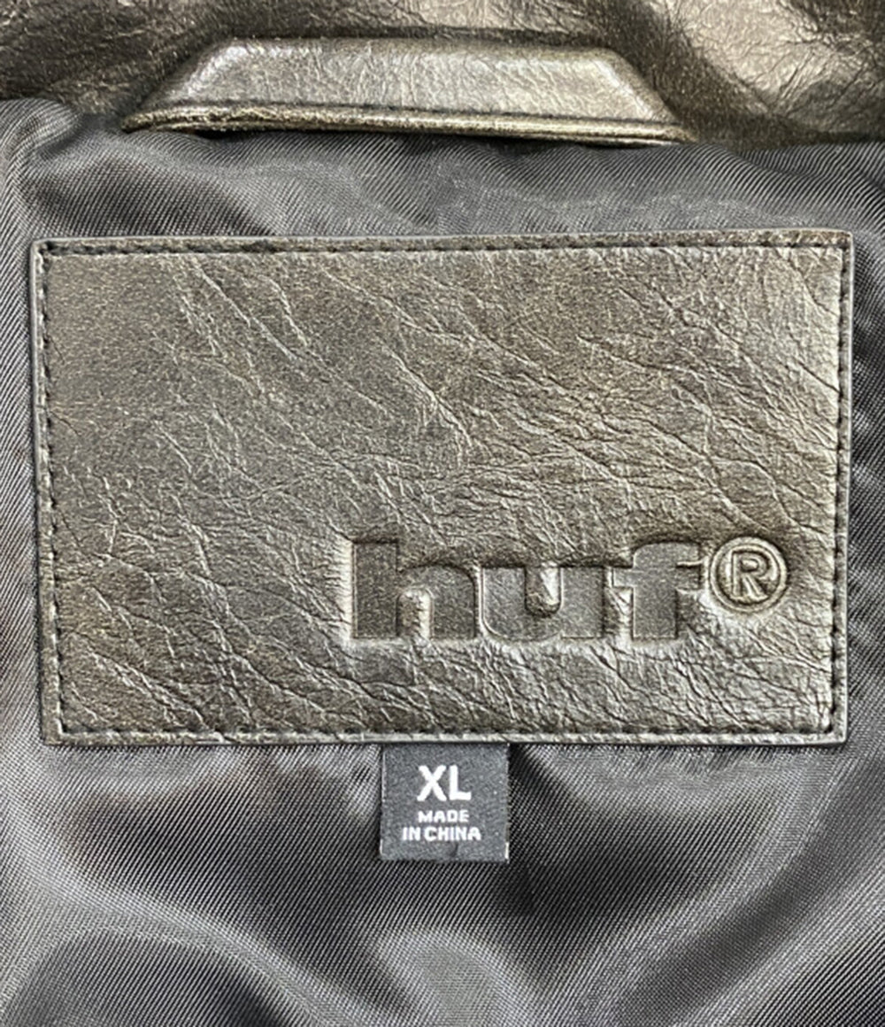 HUF ジャケット エコレザー ダークブラウン メンズ SIZE XL ハフ