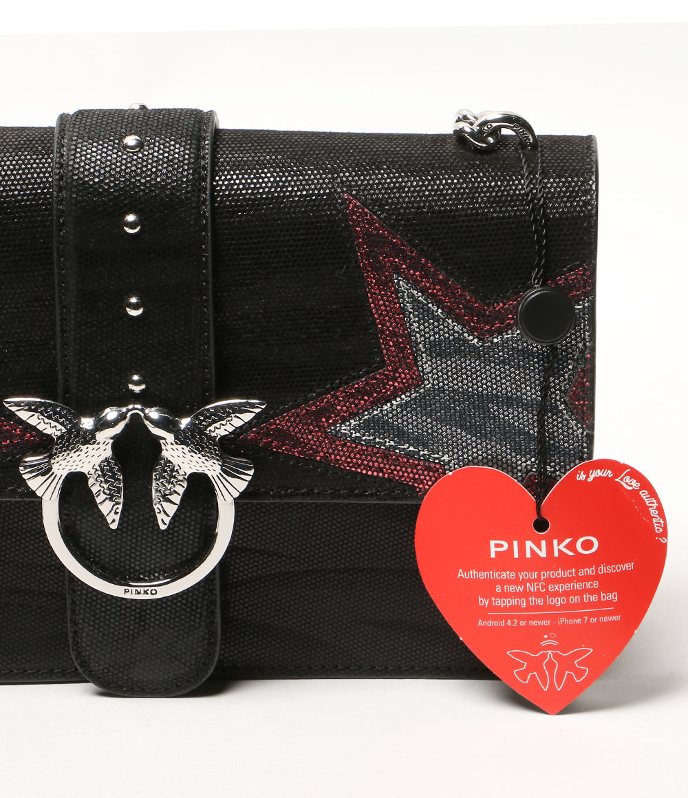 美品 PINKO ショルダーバッグ LOVE BAG ブラック スター レディース ピンコ