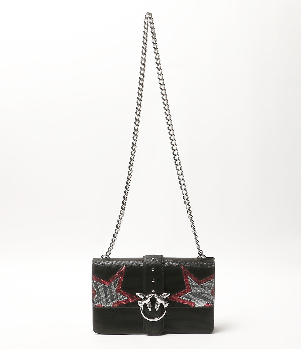 美品 PINKO ショルダーバッグ LOVE BAG ブラック スター レディース ピンコ
