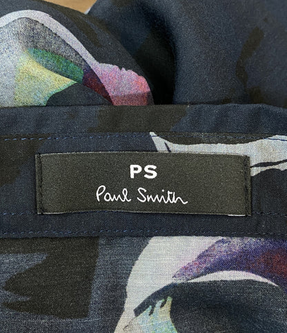美品 PAUL SMITH 長袖シャツ 総柄 ネイビー 255-304 レディース SIZE 40 ポール・スミス