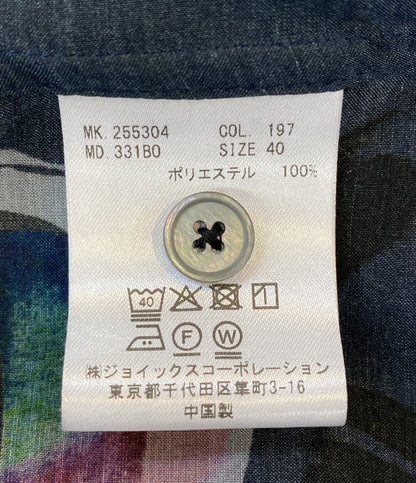 美品 PAUL SMITH 長袖シャツ 総柄 ネイビー 255-304 レディース SIZE 40 ポール・スミス