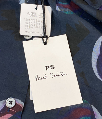 美品 PAUL SMITH 長袖シャツ 総柄 ネイビー 255-304 レディース SIZE 40 ポール・スミス
