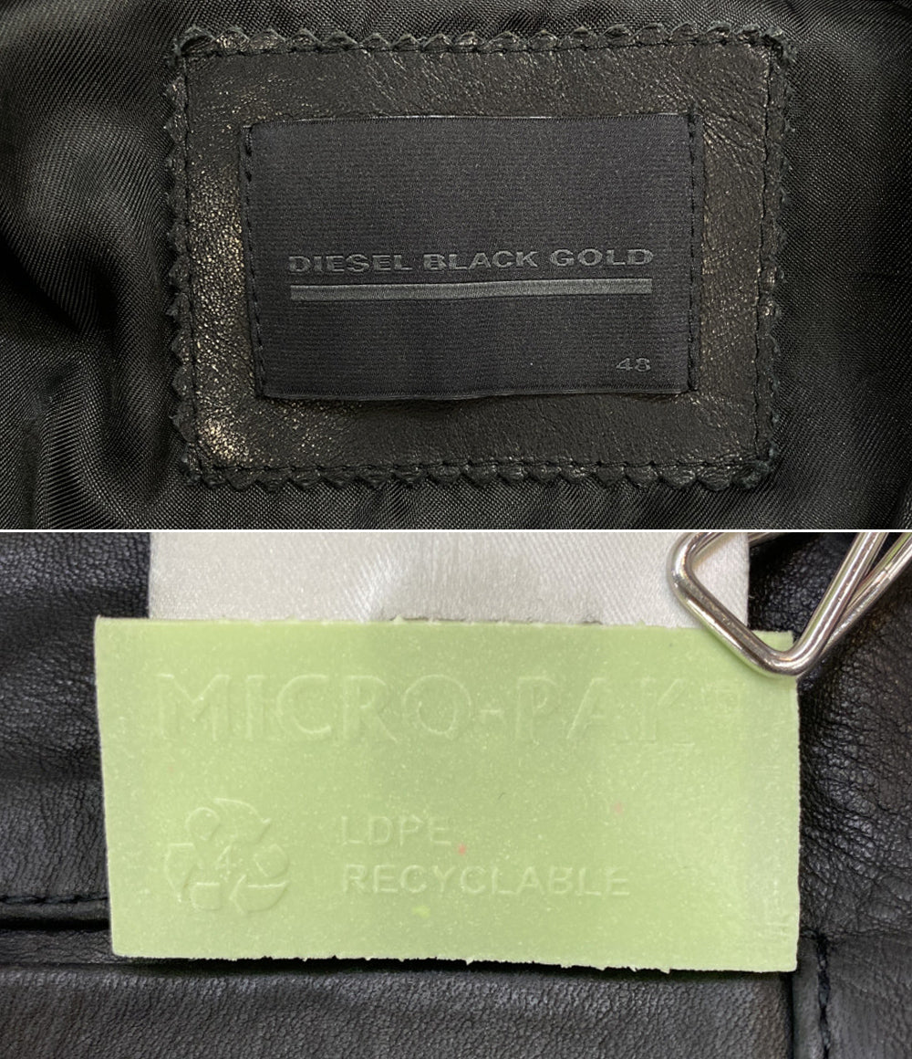 DIESEL BLACK GOLD シングルライダースジャケット 牛革 ブラック メンズ SIZE 48 ディーゼルブラックゴールド