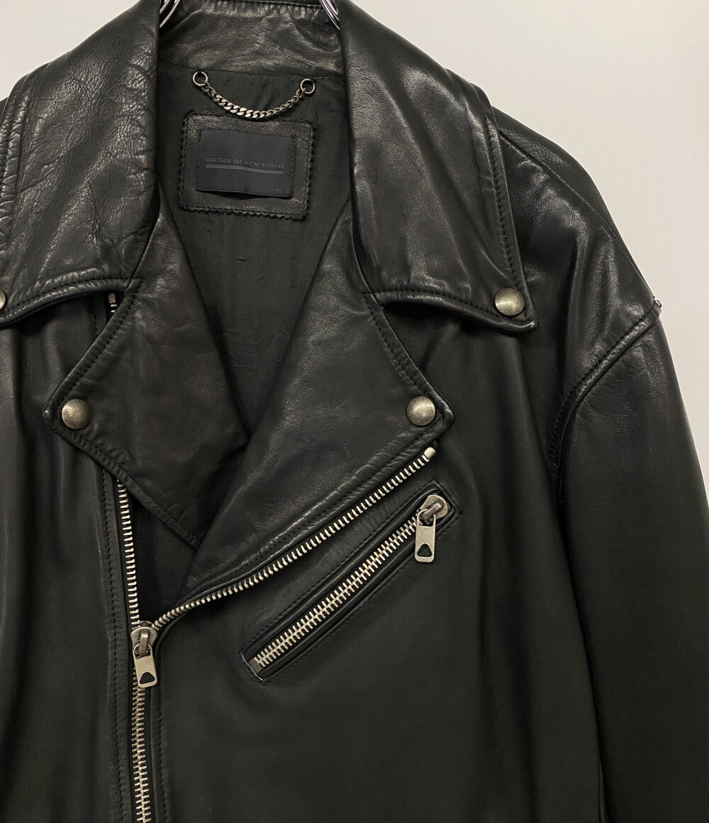 DIESEL BLACK GOLD シングルライダースジャケット 牛革 ブラック メンズ SIZE 48 ディーゼルブラックゴールド