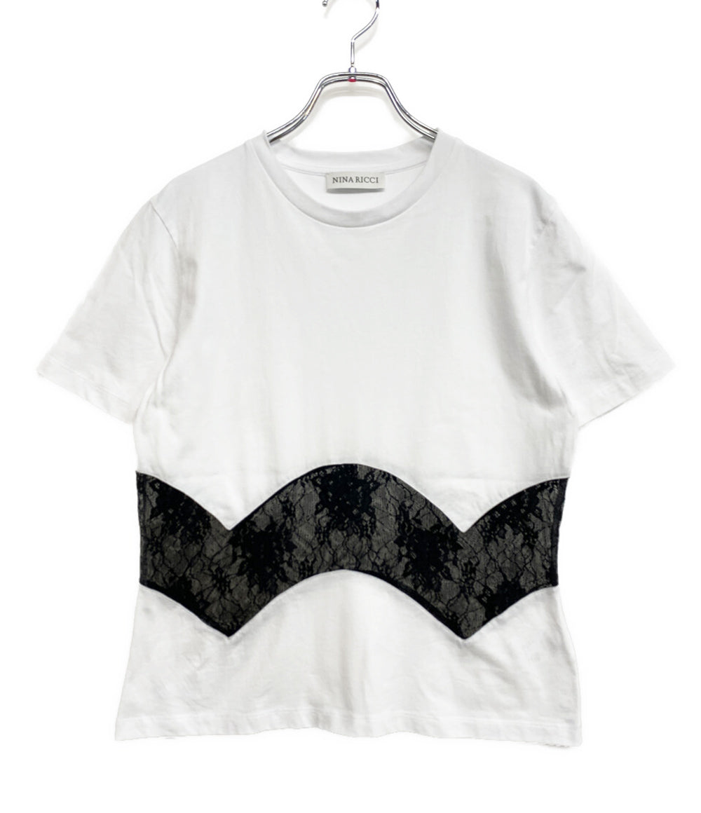 NINA RICCI レースインサート半袖Tシャツ 5A-T0014-C0104 レディース SIZE L ニナリッチ