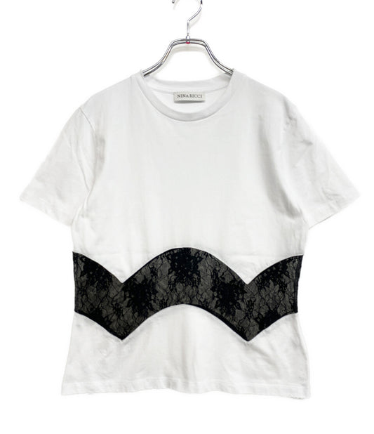 NINA RICCI レースインサート半袖Tシャツ 5A-T0014-C0104 レディース SIZE L ニナリッチ