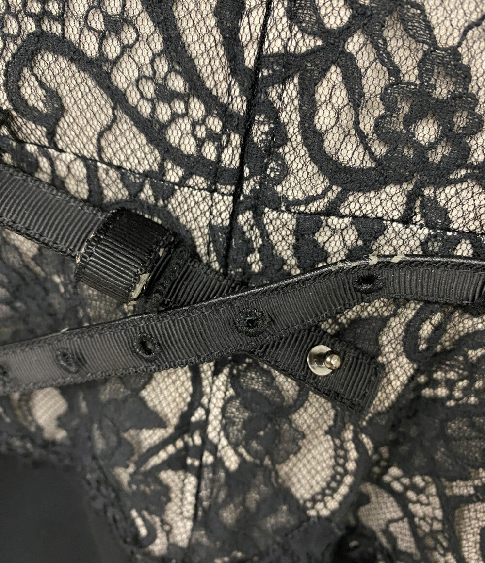 TADASHI SHOJI ブラック ベルト付フレンチスリーブワンピース レース レディース SIZE 2 タダシショージ