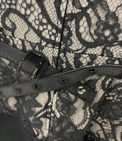 TADASHI SHOJI ブラック ベルト付フレンチスリーブワンピース レース レディース SIZE 2 タダシショージ