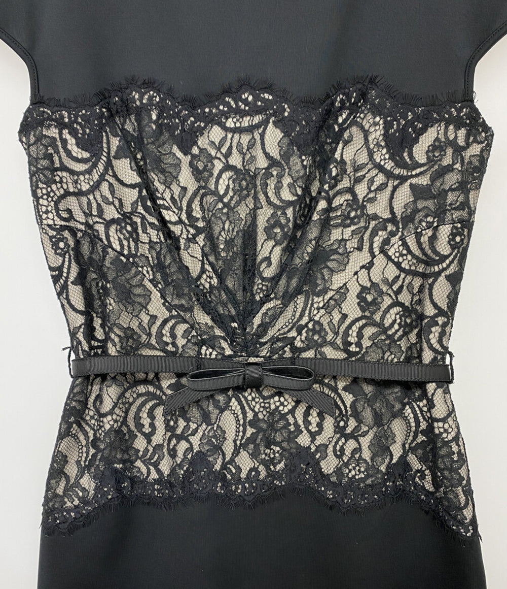 TADASHI SHOJI ブラック ベルト付フレンチスリーブワンピース レース レディース SIZE 2 タダシショージ