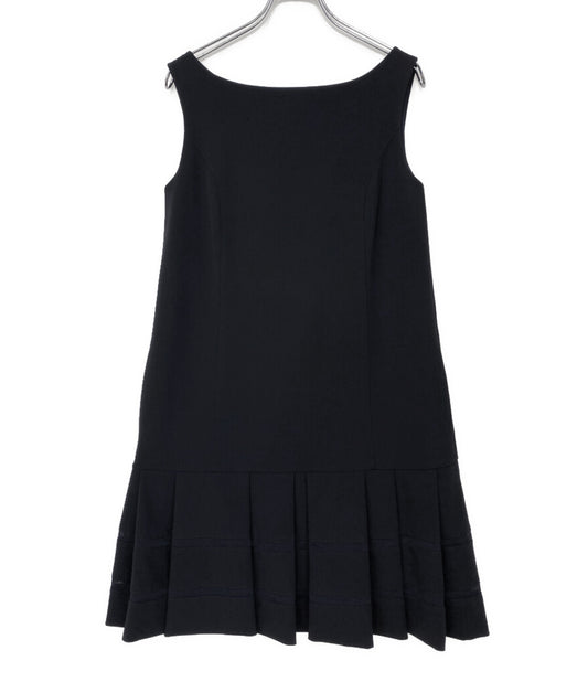 foxey ノースリーブワンピース 29071 プリーツ ブラック レディース SIZE 38 フォクシー