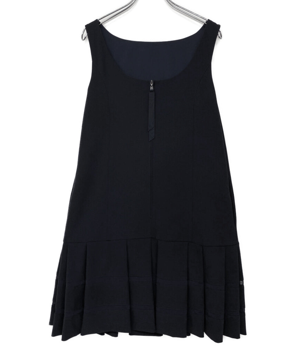 foxey ノースリーブワンピース 29071 プリーツ ブラック レディース SIZE 38 フォクシー