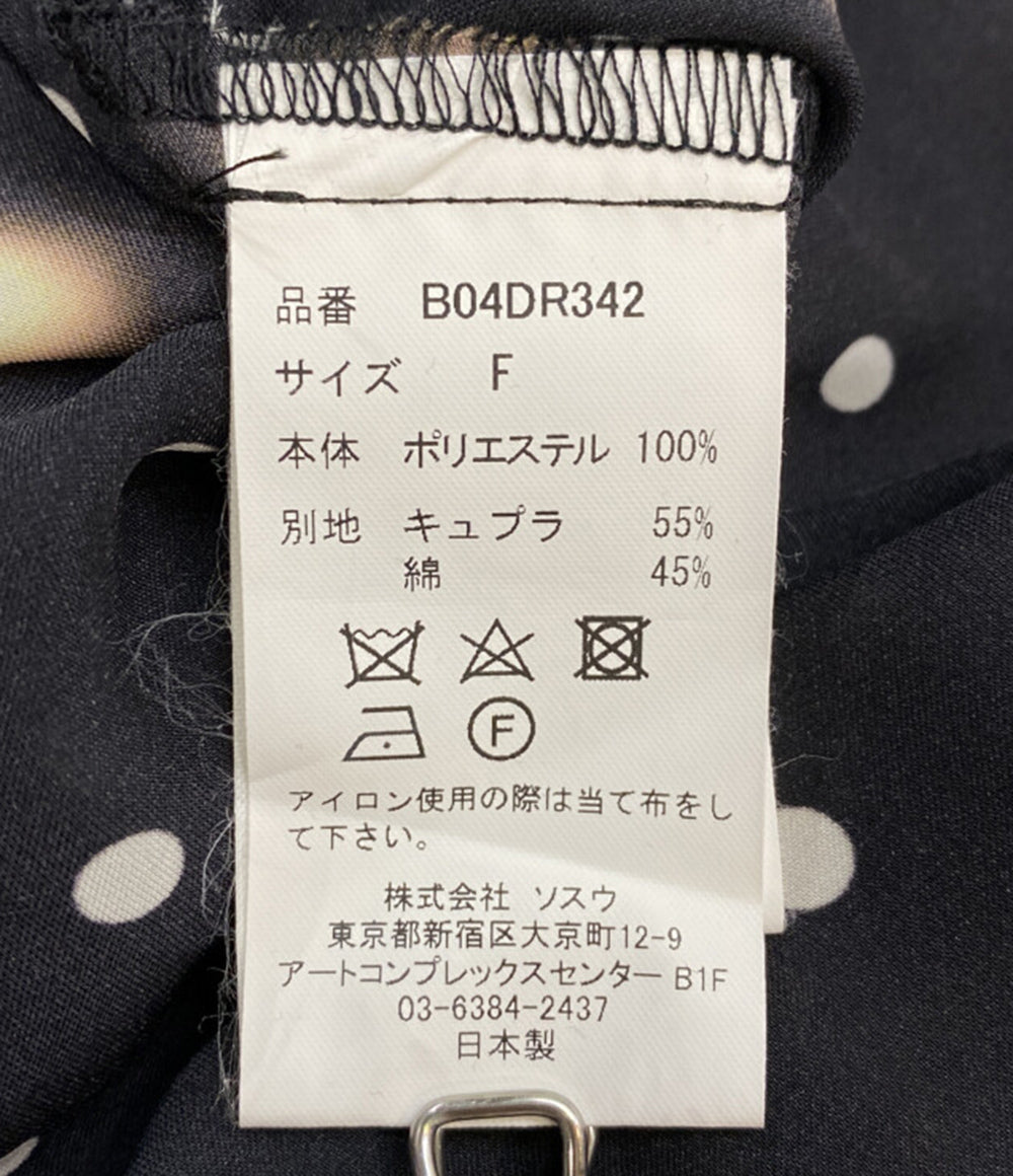 Maison MIHARA YASUHIRO フレンチスリーブワンピース 総柄 ショルダーリボン B04DR342 レディース SIZE F メゾン ミハラヤスヒロ