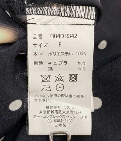 Maison MIHARA YASUHIRO フレンチスリーブワンピース 総柄 ショルダーリボン B04DR342 レディース SIZE F メゾン ミハラヤスヒロ