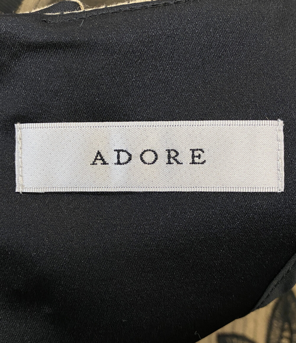 ADORE エンブロイダリーストライプワンピース 531-9140516 Vネック レディース SIZE 38 アドーア