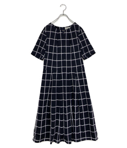 Leilian 半袖ワンピース ブラック チェックパープル レディース SIZE 9 レリアン