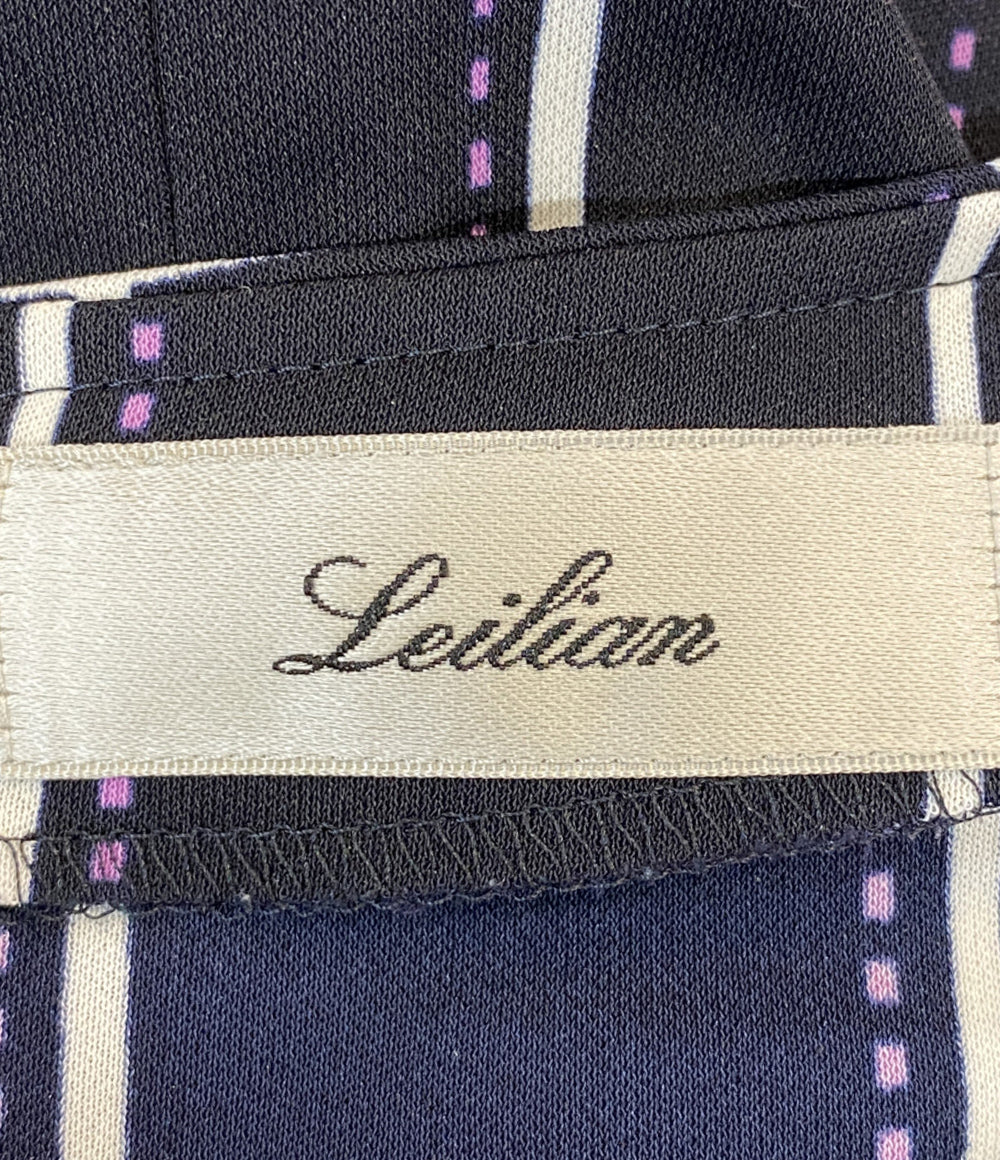 Leilian 半袖ワンピース ブラック チェックパープル レディース SIZE 9 レリアン