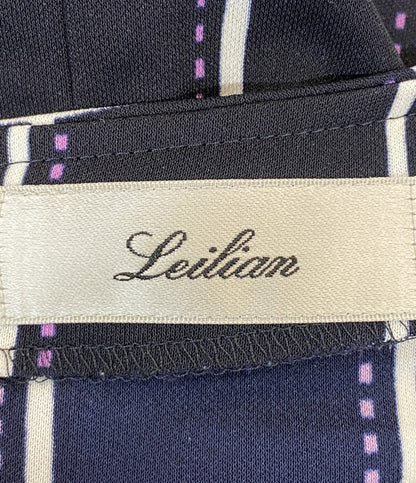 Leilian 半袖ワンピース ブラック チェックパープル レディース SIZE 9 レリアン