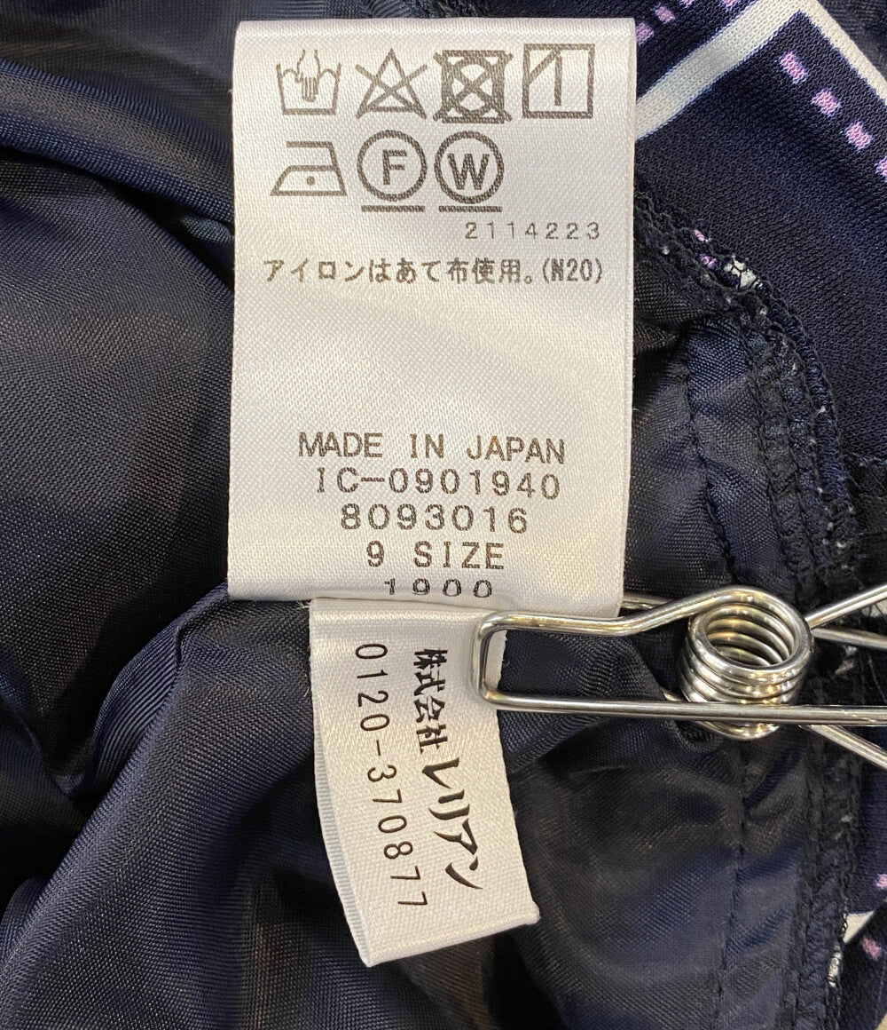 Leilian 半袖ワンピース ブラック チェックパープル レディース SIZE 9 レリアン