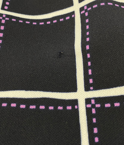 Leilian 半袖ワンピース ブラック チェックパープル レディース SIZE 9 レリアン