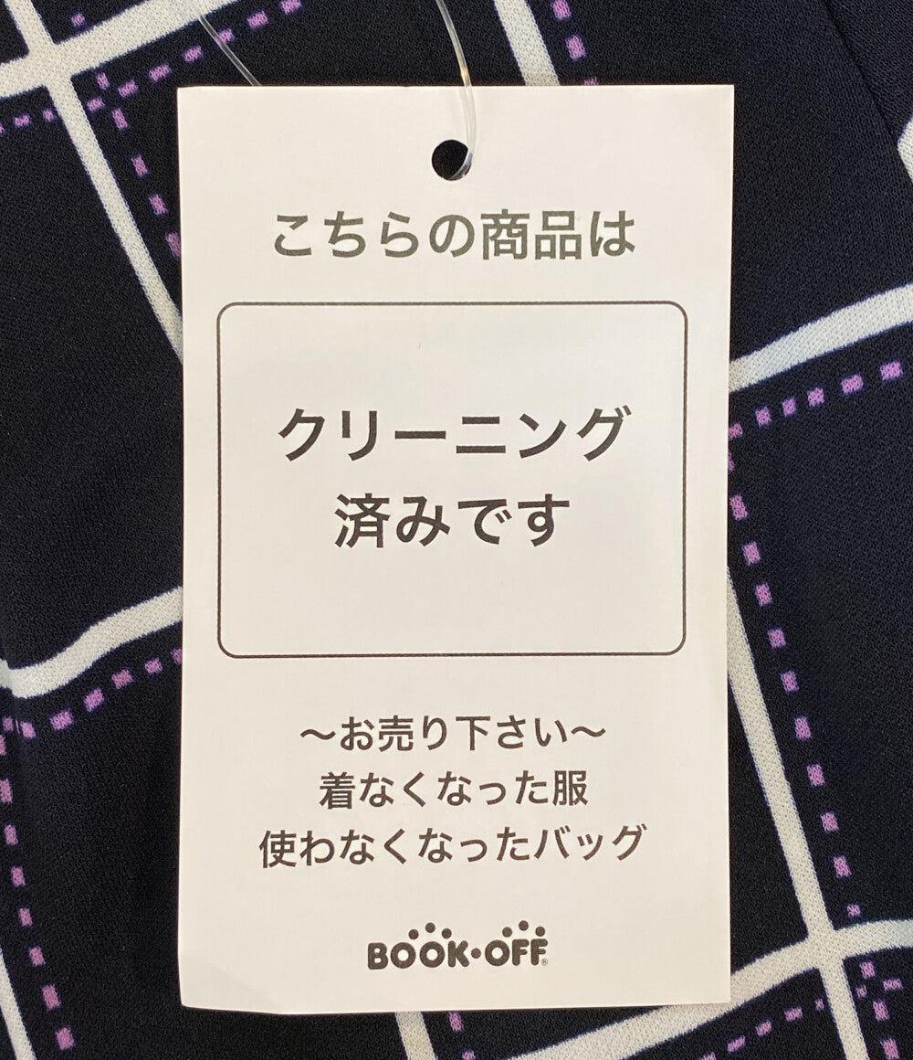 Leilian 半袖ワンピース ブラック チェックパープル レディース SIZE 9 レリアン