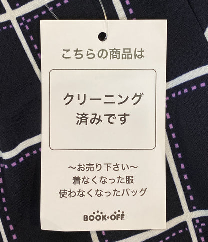 Leilian 半袖ワンピース ブラック チェックパープル レディース SIZE 9 レリアン