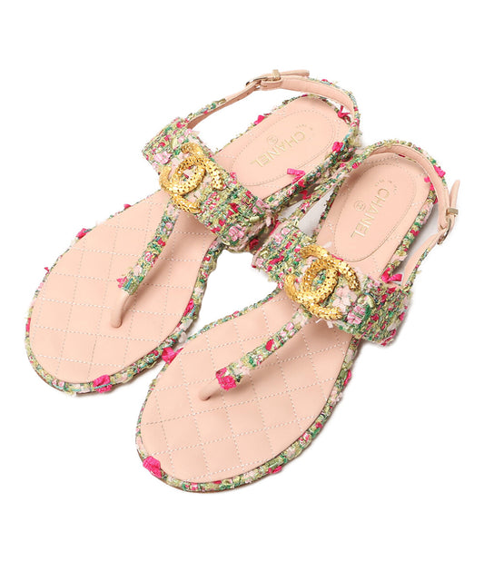 CHANEL ツイードサンダル ココマーク G36881 レディース SIZE 37.5C シャネル