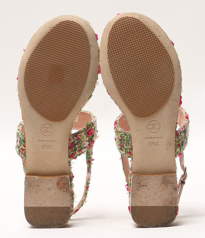 CHANEL ツイードサンダル ココマーク G36881 レディース SIZE 37.5C シャネル